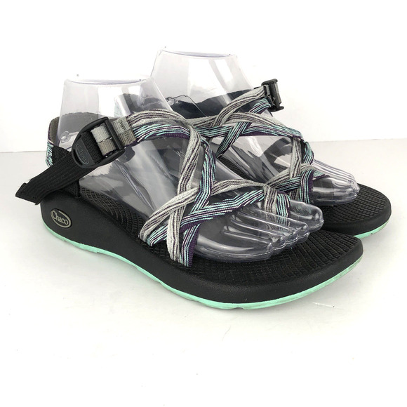 CHACO ZX2 Double Strapped Toe Loop Sandals Women's Sz 9 / 40 Pixel Weave Mint - Picture 2 of 11